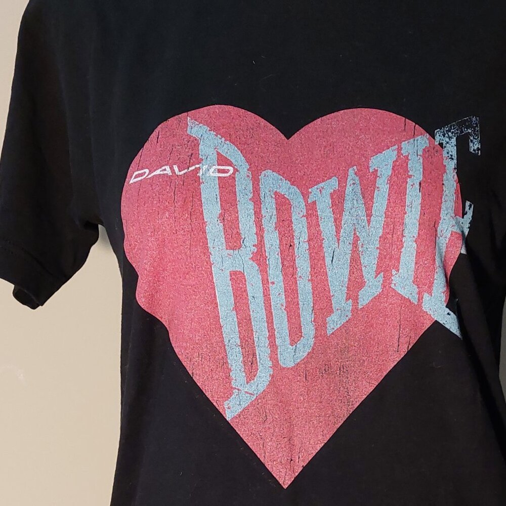 🩷 Love (David) Bowie Black 100% Cotton Tuftex 202 brand Tee Size: Small